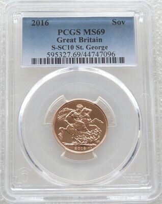 2016 St George and the Dragon Full Sovereign Gold Coin PCGS MS69