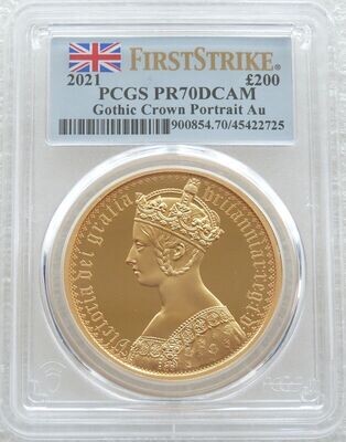2021 Great Engravers Gothic Crown Victoria Portrait £200 Gold Proof 2oz Coin PCGS PR70 DCAM First Strike