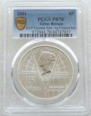 2001 Queen Victoria Frosted £5 Silver Matte Proof Coin PCGS PR70