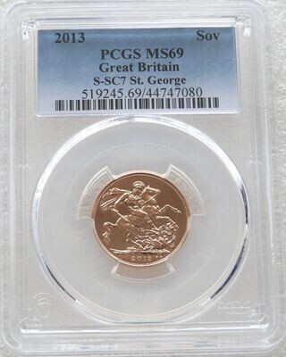 2013 St George and the Dragon Full Sovereign Gold Coin PCGS MS69