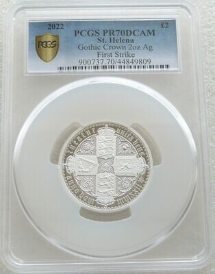 2022 Saint Helena Gothic Crown £2 Silver Proof 2oz Coin PCGS PR70 DCAM First Strike
