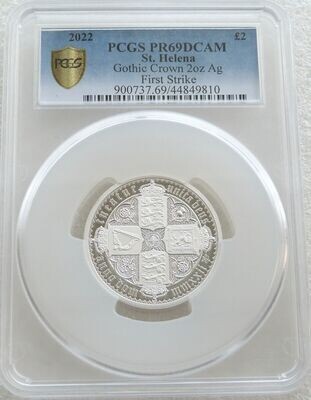 2022 Saint Helena Gothic Crown £2 Silver Proof 2oz Coin PCGS PR69 DCAM First Strike
