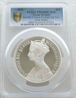 2021 Great Engravers Gothic Crown Victoria Portrait £10 Silver Proof 5oz Coin PCGS PR69 DCAM First Strike