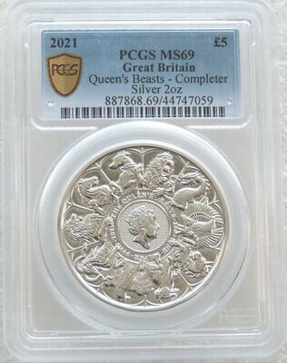 2021 Queens Beasts Completer £5 Silver 2oz Coin PCGS MS69