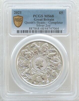 2021 Queens Beasts Completer £5 Silver 2oz Coin PCGS MS68