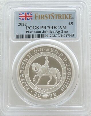 2022 Platinum Jubilee £5 Silver Proof 2oz Coin PCGS PR70 DCAM First Strike