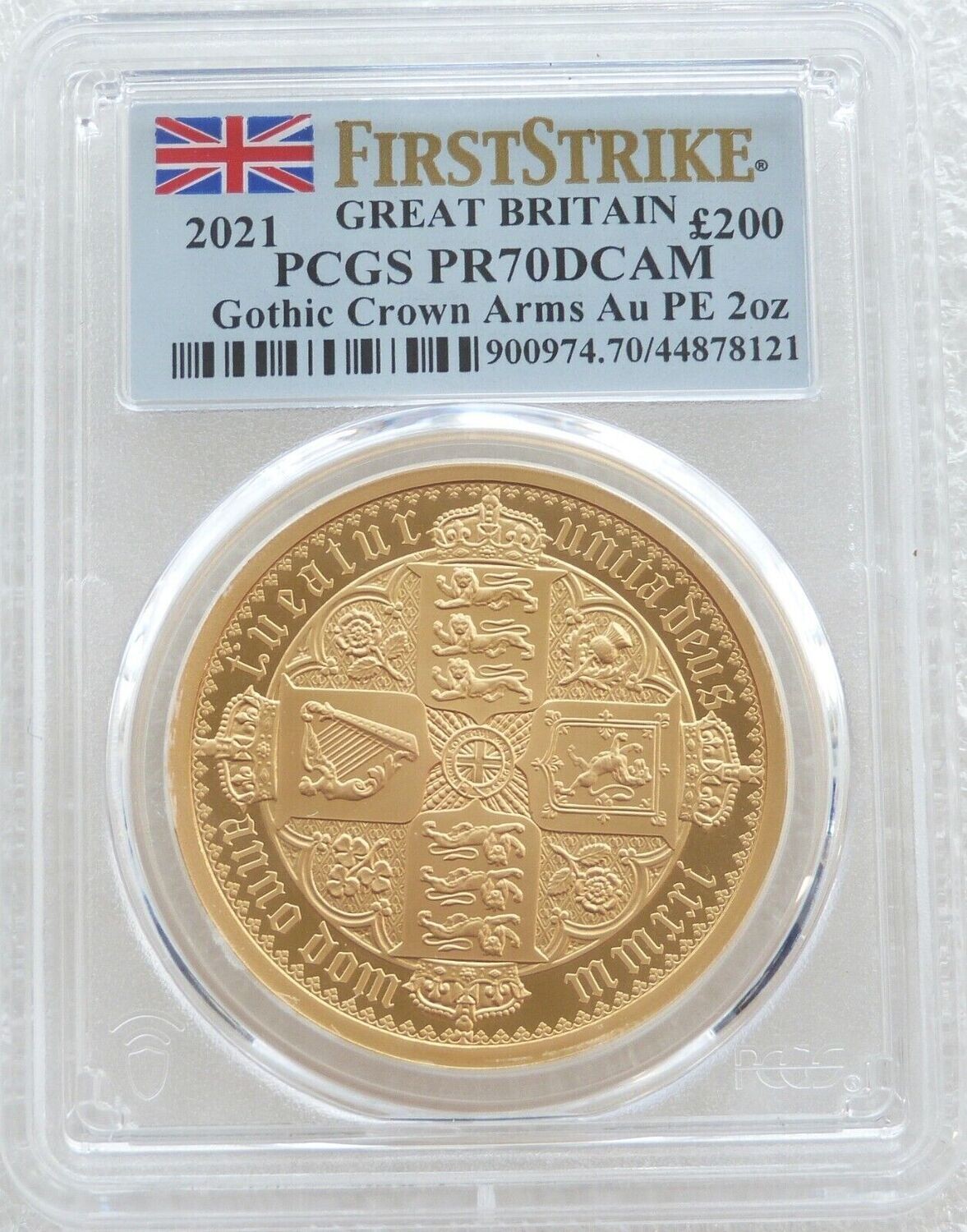2021 Great Engravers Gothic Crown £200 Gold Proof 2oz Coin PCGS PR70 DCAM First Strike - Plain Edge