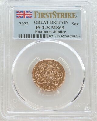 2022 Platinum Jubilee Full Sovereign Gold Coin PCGS MS69 First Strike