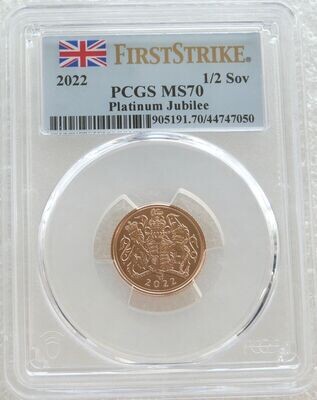 2022 Platinum Jubilee Half Sovereign Gold Coin PCGS MS70 First Strike