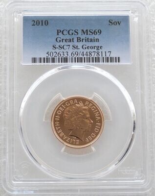 2010 St George and the Dragon Full Sovereign Gold Coin PCGS MS69
