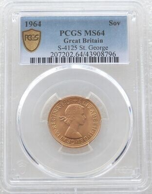 1964 St George and the Dragon Full Sovereign Gold Coin PCGS MS64
