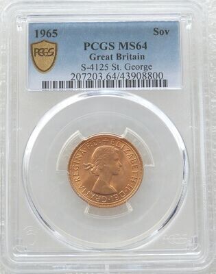 1965 St George and the Dragon Full Sovereign Gold Coin PCGS MS64