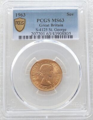 1963 St George and the Dragon Full Sovereign Gold Coin PCGS MS63