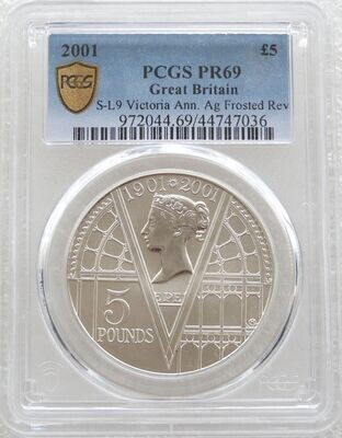 2001 Queen Victoria Frosted £5 Silver Matte Proof Coin PCGS PR69