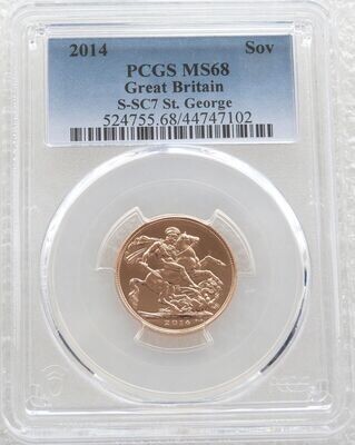 2014 St George and the Dragon Full Sovereign Gold Coin PCGS MS68