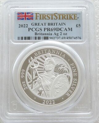2022 Britannia £5 Silver Proof 2oz Coin PCGS PR69 DCAM First Strike