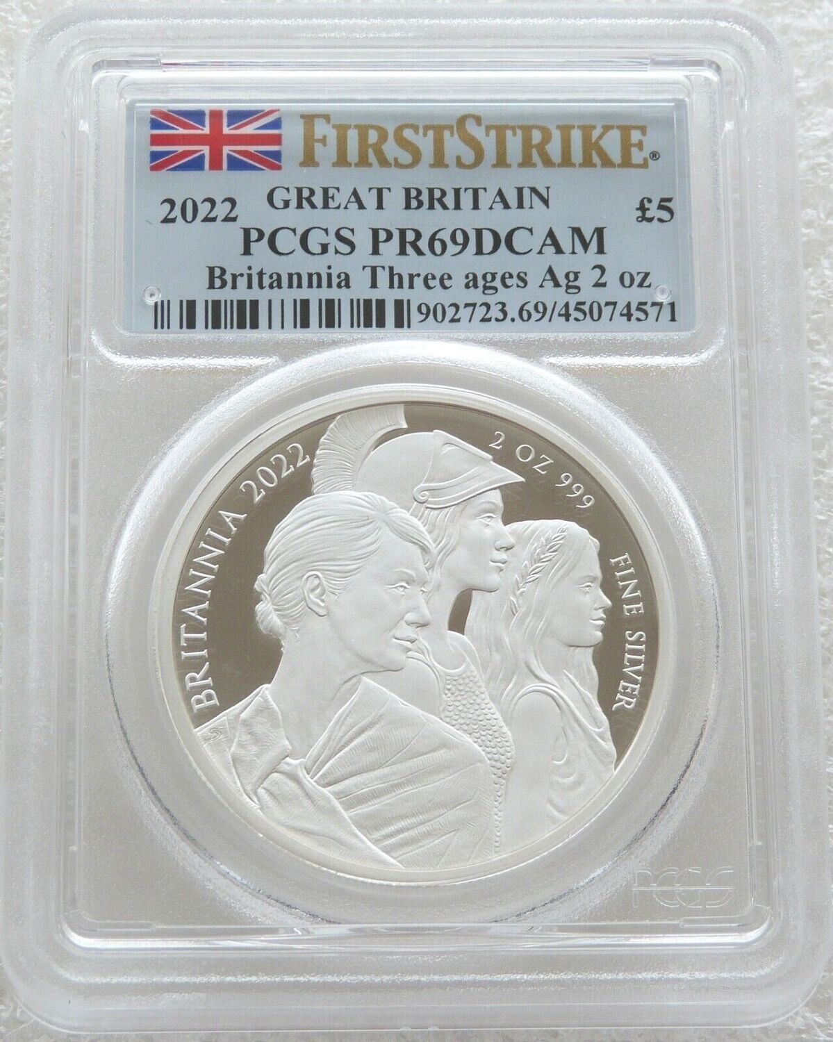 2022 Britannia Premium £5 Silver Proof 2oz Coin PCGS PR69 DCAM First Strike