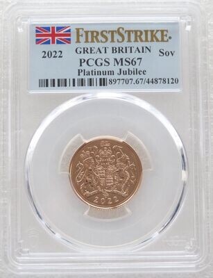 2022 Platinum Jubilee Full Sovereign Gold Coin PCGS MS67 First Strike