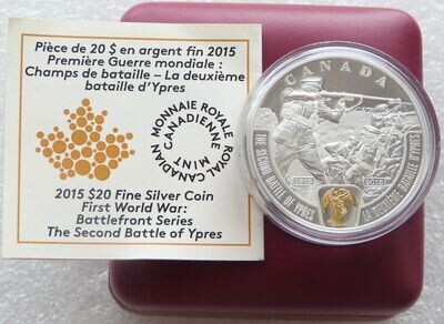 2015 Canada Battlefront Second Battle of Ypres $20 Silver Proof 1oz Coin Box Coa