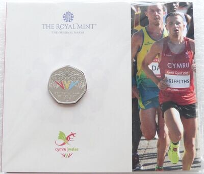 2022 Commonwealth Games Wales Colour 50p Brilliant Uncirculated Coin Pack Sealed