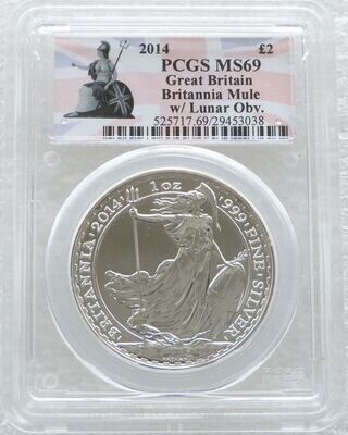 2014 Britannia Mint Error Mule £2 Silver 1oz Coin PCGS MS69