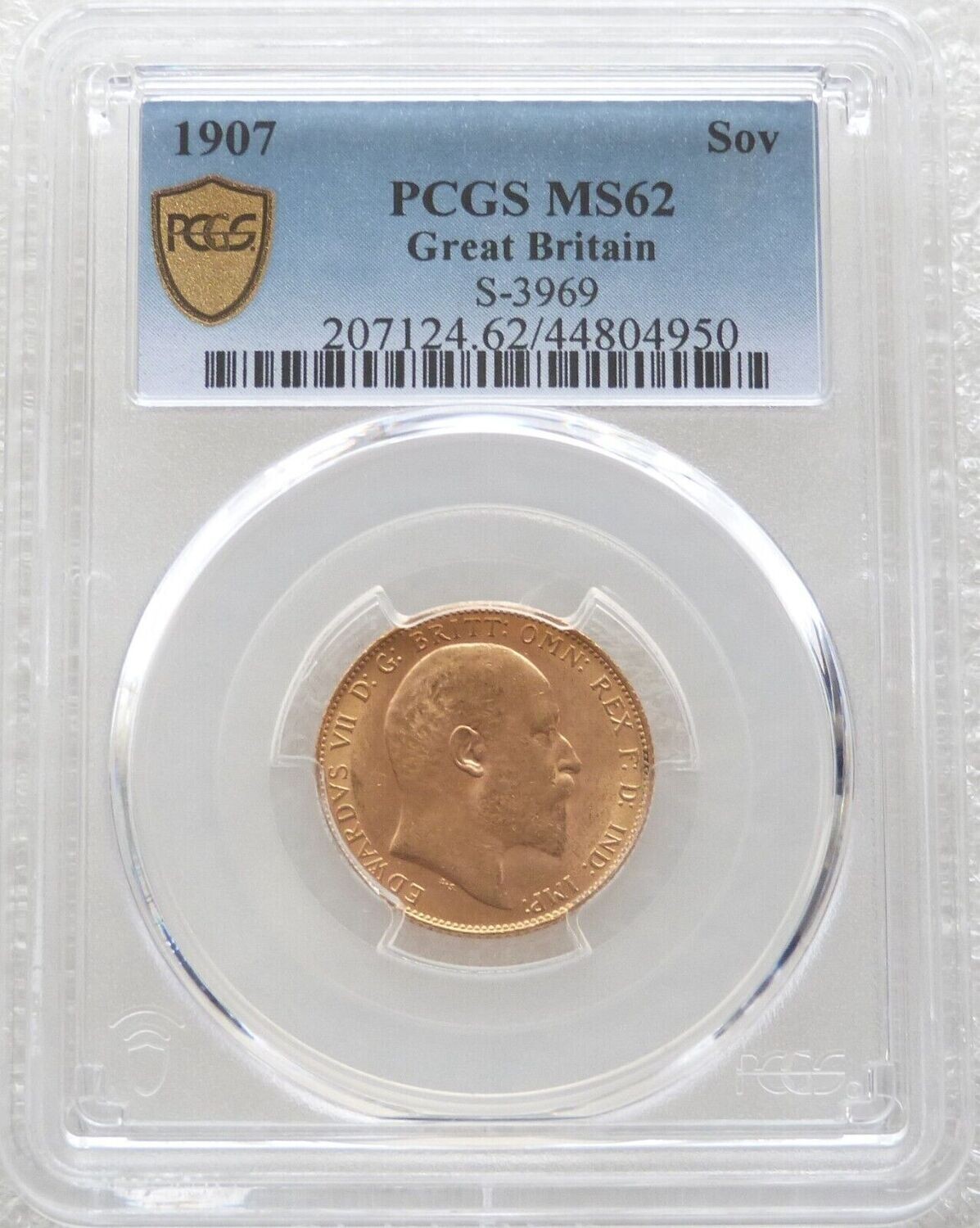1907 Edward VII Full Sovereign Gold Coin PCGS MS62