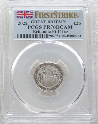 2022 Britannia £25 Platinum Proof 1/4oz Coin PCGS PR70 DCAM First Strike
