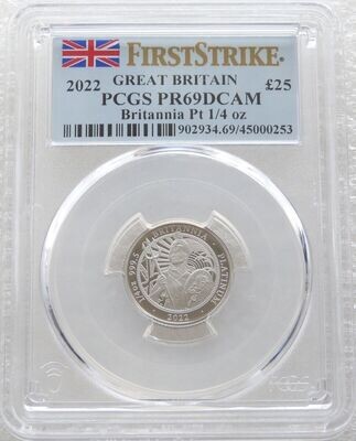2022 Britannia £25 Platinum Proof 1/4oz Coin PCGS PR69 DCAM First Strike