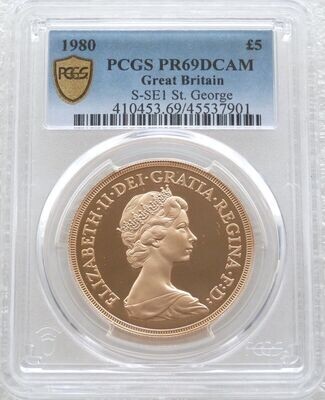 1980 St George and the Dragon £5 Sovereign Gold Proof Coin PCGS PR69 DCAM