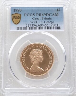 1980 St George and the Dragon £2 Double Sovereign Gold Proof Coin PCGS PR69 DCAM