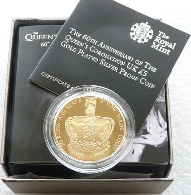 2013 Queens Coronation £5 Silver Gold Proof Coin Box Coa