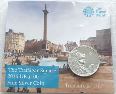 2016 British Trafalgar Square £100 Silver 2oz Coin Mint Pack