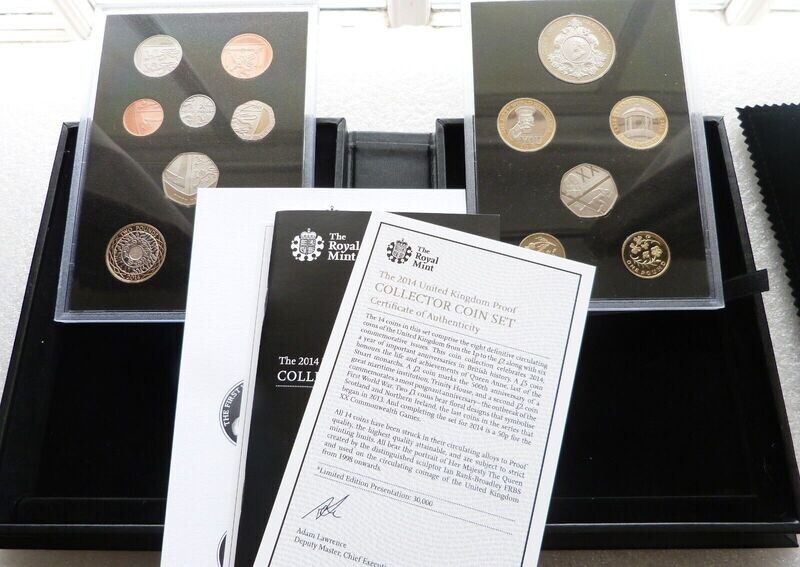 2014 Royal Mint Deluxe Collector Proof 14 Coin Set Box Coa