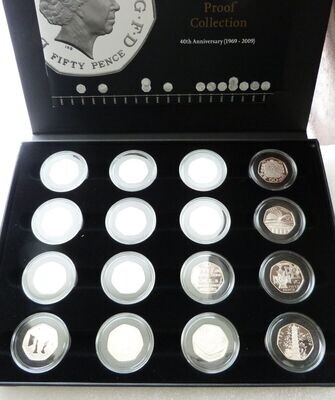 2009 Celebrating 40 Years 50p Proof 16 Coin Set Box Coa