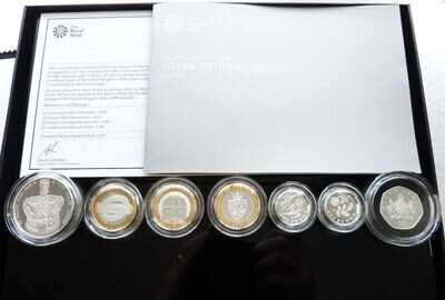 2013 United Kingdom Piedfort Silver Proof 7 Coin Set Box Coa