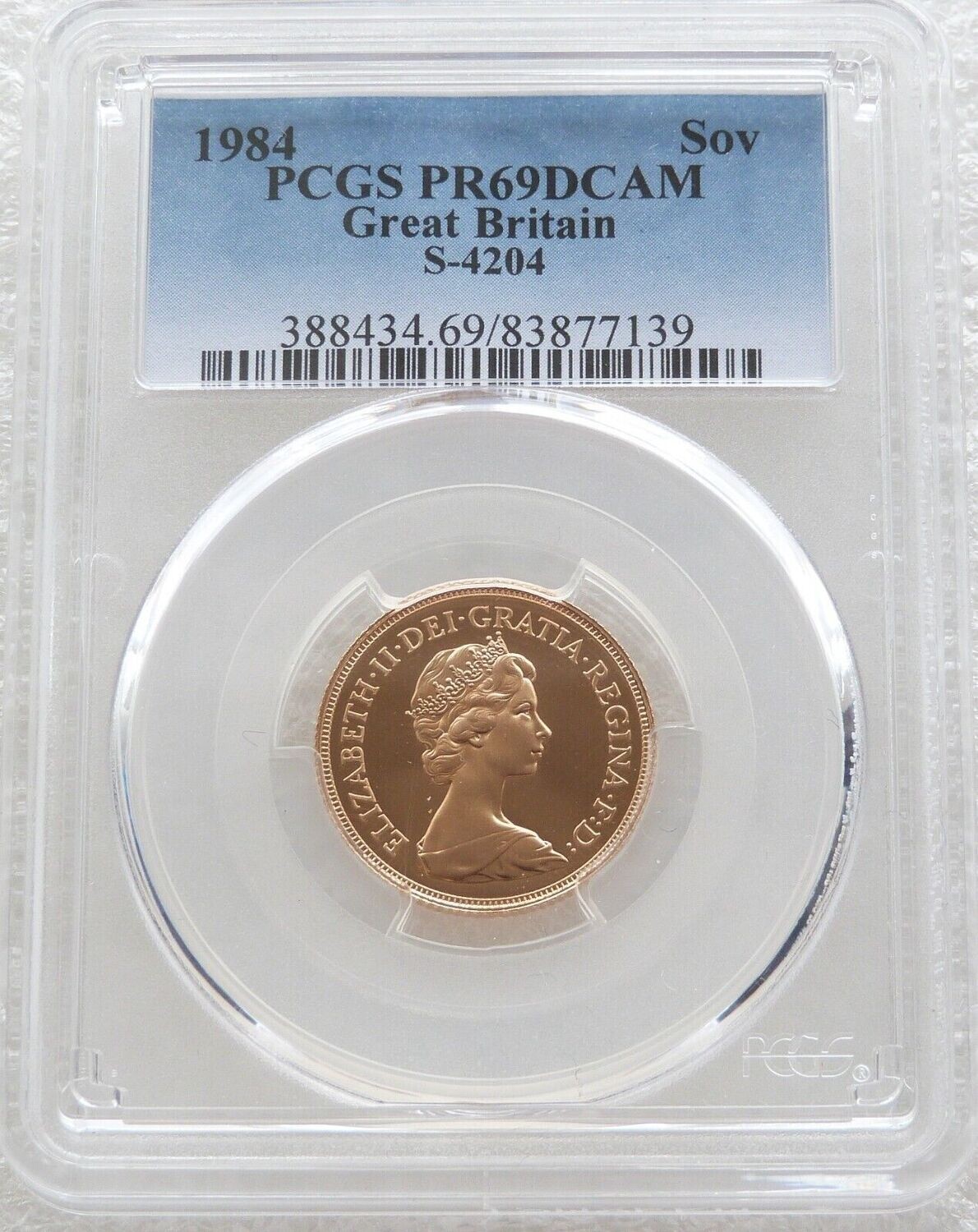 1984 St George and the Dragon Full Sovereign Gold Proof Coin PCGS PR69 DCAM