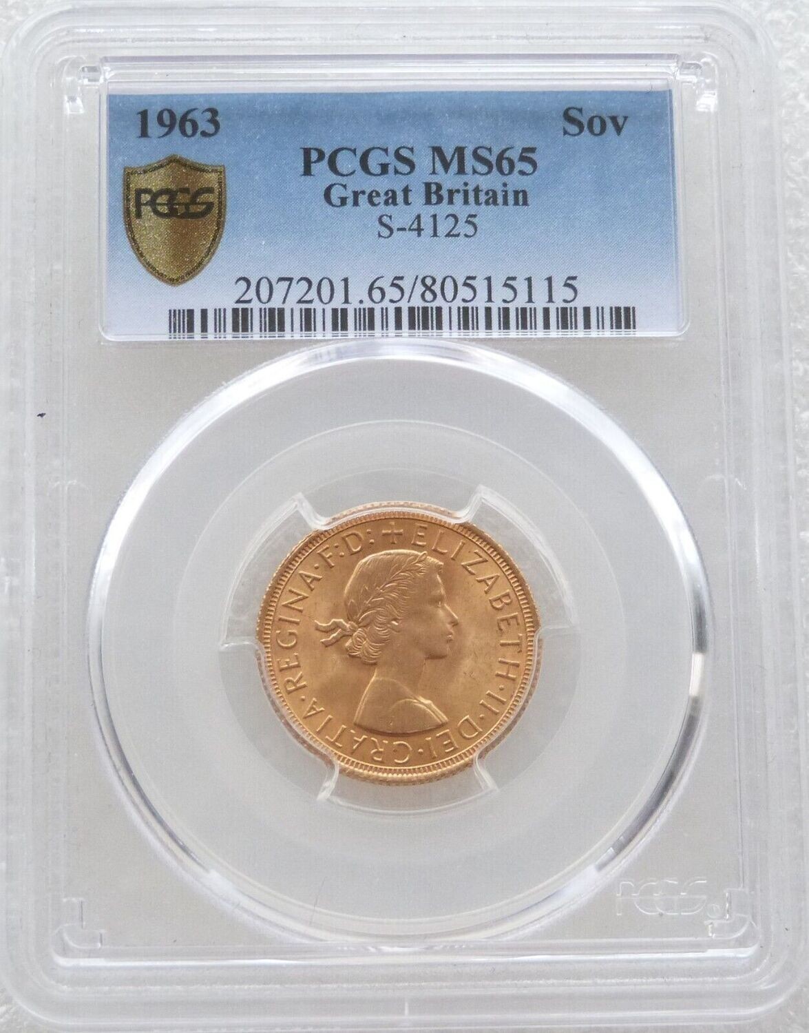 1963 St George and the Dragon Full Sovereign Gold Coin PCGS MS65