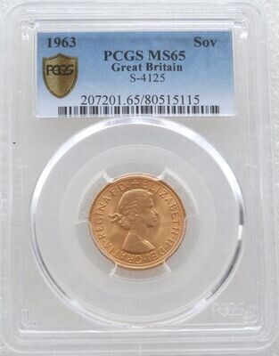 1963 St George and the Dragon Full Sovereign Gold Coin PCGS MS65