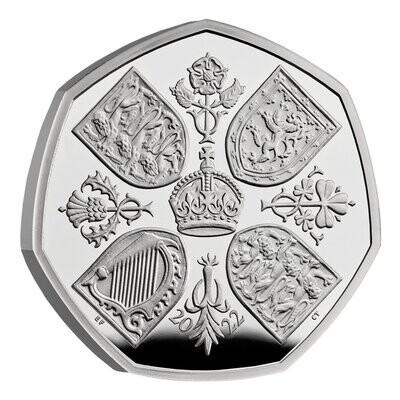 2022 Elizabeth II Memorial Piedfort 50p Silver Proof Coin Box Coa