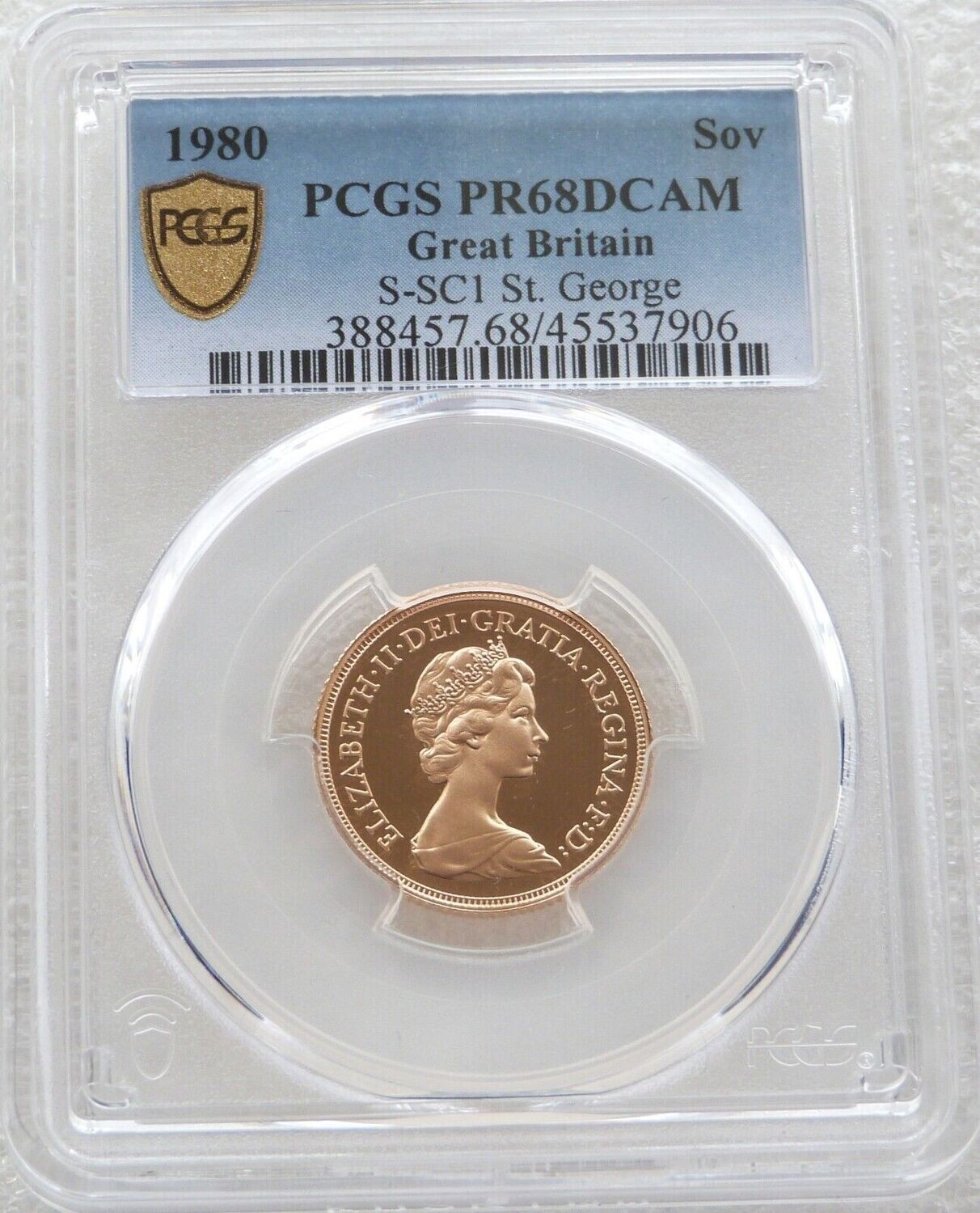 1980 St George and the Dragon Full Sovereign Gold Proof Coin PCGS PR68 DCAM