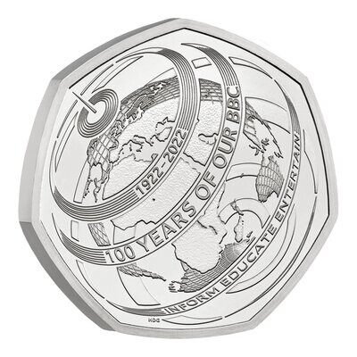 2022 BBC 100th Anniversary 50p Brilliant Uncirculated Coin