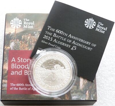 2015 Alderney Battle of Agincourt £5 Silver Proof Coin Box Coa