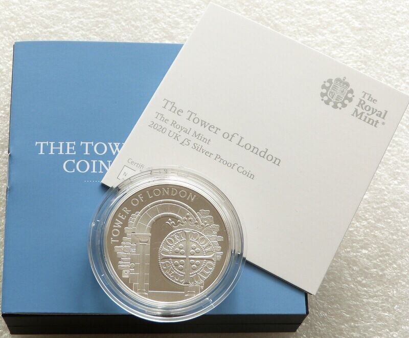 2020 Tower of London Royal Mint £5 Silver Proof Coin Box Coa