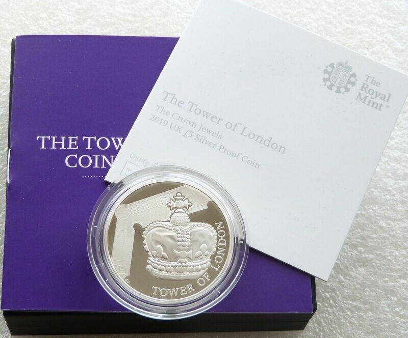 2019 Tower of London Crown Jewels £5 Silver Proof Coin Box Coa