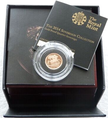 2014 St George and the Dragon Quarter Sovereign Gold Proof Coin Box Coa