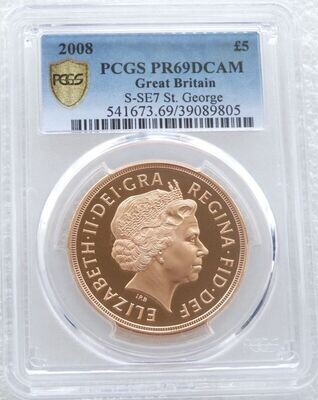 2008 St George and the Dragon £5 Sovereign Gold Proof Coin PCGS PR69 DCAM
