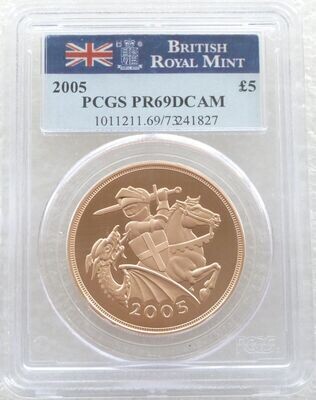 2005 St George and the Dragon £5 Sovereign Gold Proof Coin PCGS PR69 DCAM - Timothy Noad