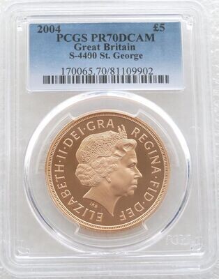 2004 St George and the Dragon £5 Sovereign Gold Proof Coin PCGS PR70 DCAM