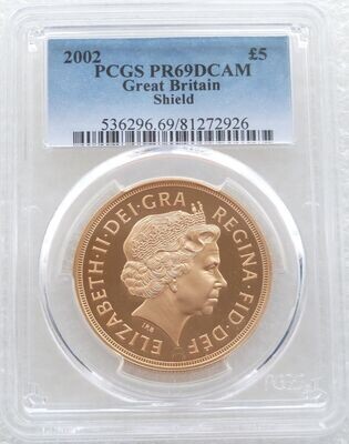 2002 Golden Jubilee £5 Sovereign Gold Proof Coin PCGS PR69 DCAM