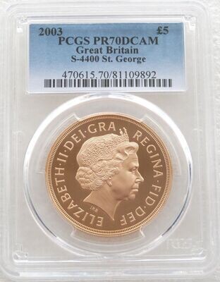 2003 St George and the Dragon £5 Sovereign Gold Proof Coin PCGS PR70 DCAM